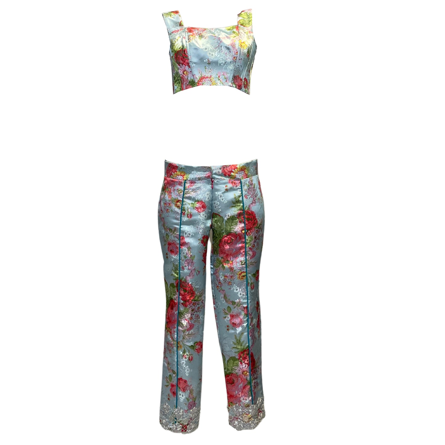Jacquard Suite Embroidered Corset Top And Pants size 4