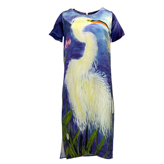 Printed Silk Tunic Florida White Ibis Ai size 4