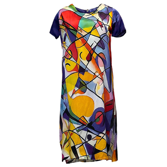 PRINTED SILK TUNIC MULTICOLOR ABSTRACT