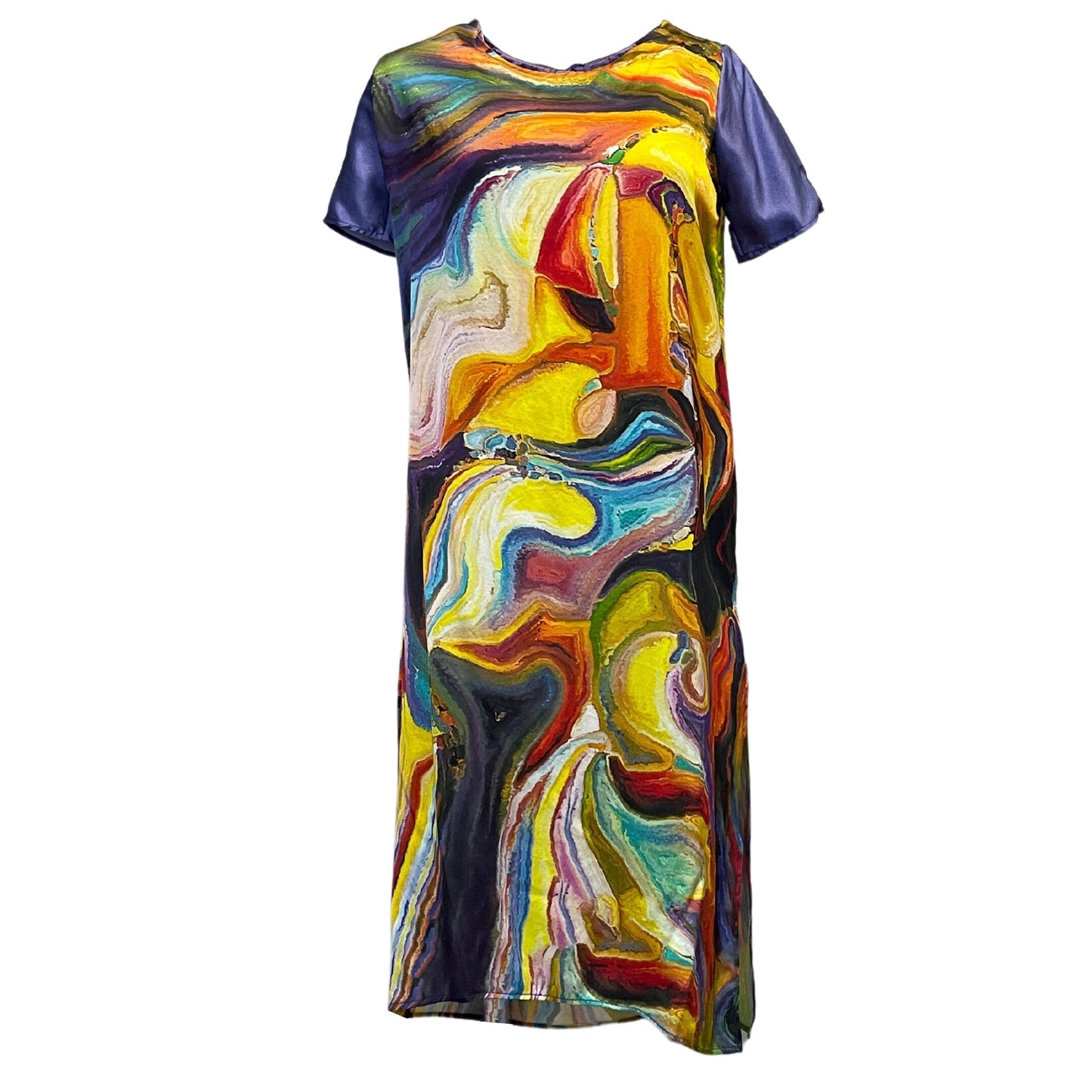 PRINTED SILK TUNIC MULTICOLOR ABSTRACT