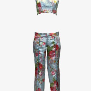 Jacquard Suite Embroidered Corset Top And Pants