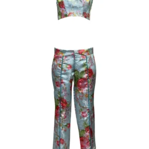 Jacquard Suite Embroidered Corset Top And Pants
