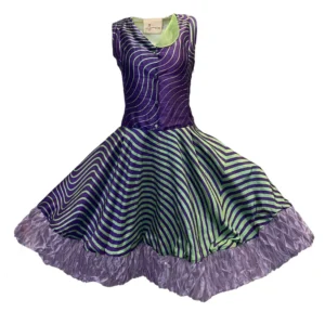Printed Dupion Dress With Embroidered Details