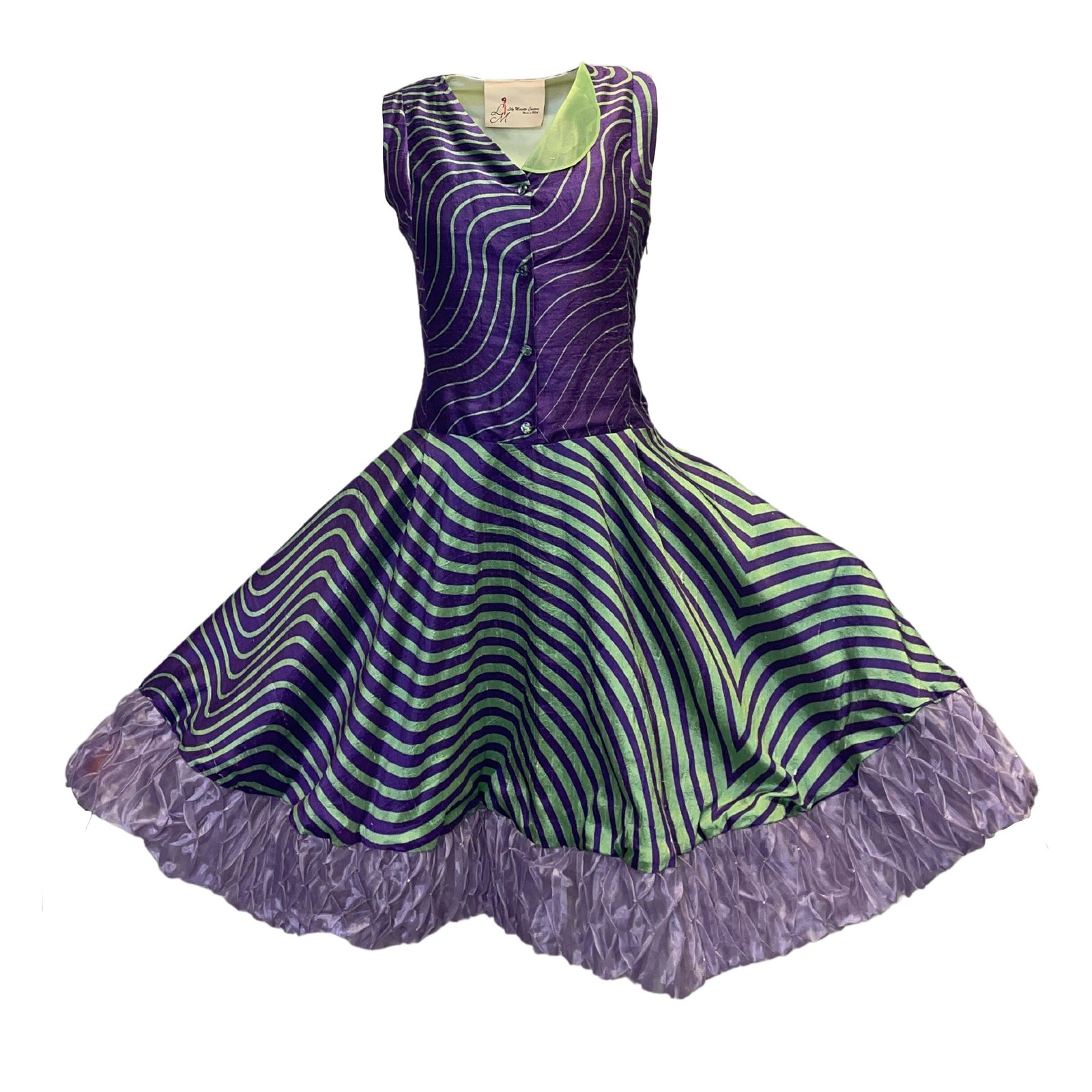 Printed Dupion Dress With Embroidered Details