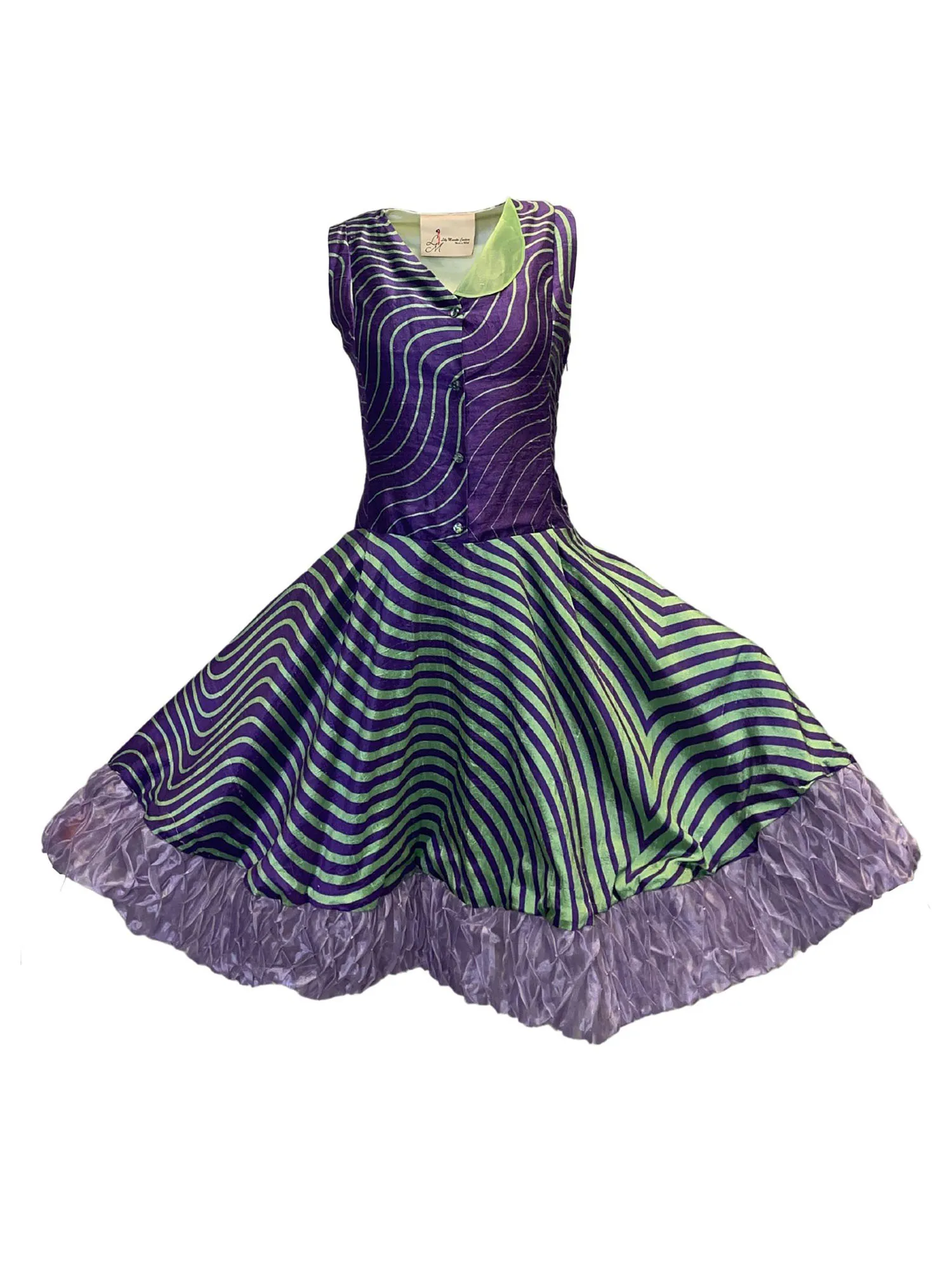 Printed Dupion Dress With Embroidered Details