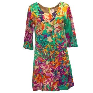 Short Silk Dress In Florida Azelea Green