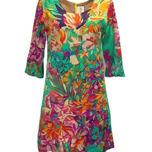 Short Silk Dress In Florida Azelea Green