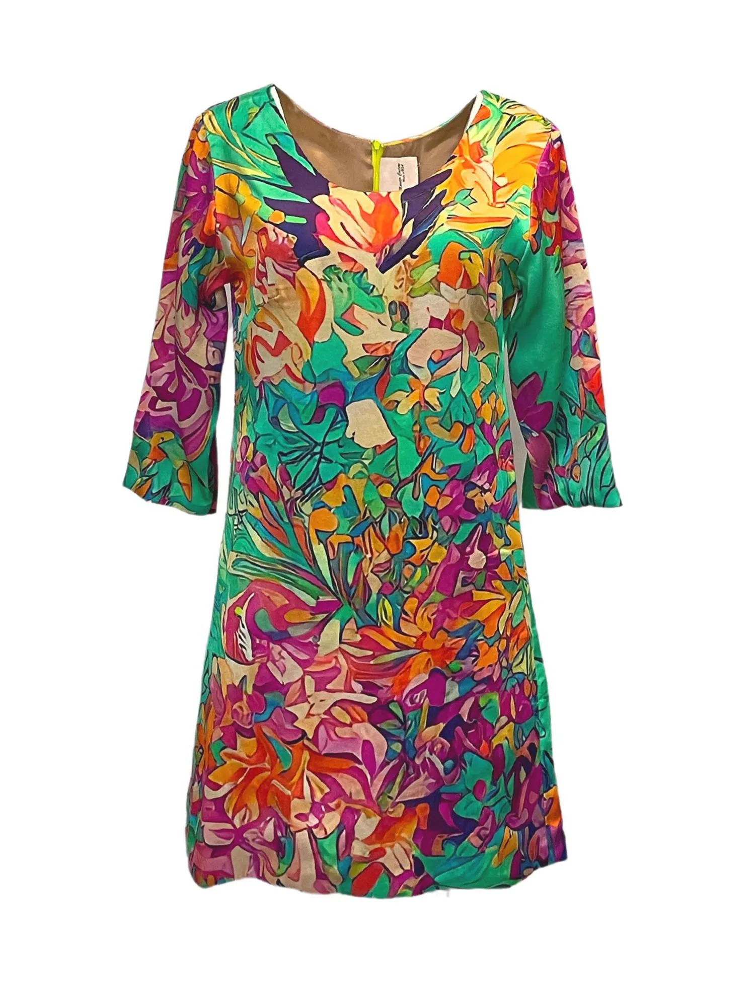 Short Silk Dress In Florida Azelea Green