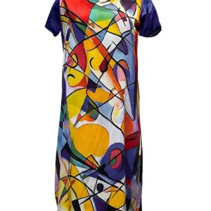 Printed Silk Tunic Multicolor Abstract