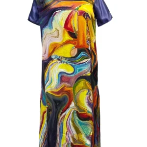 Printed Silk Tunic Rainbow Water